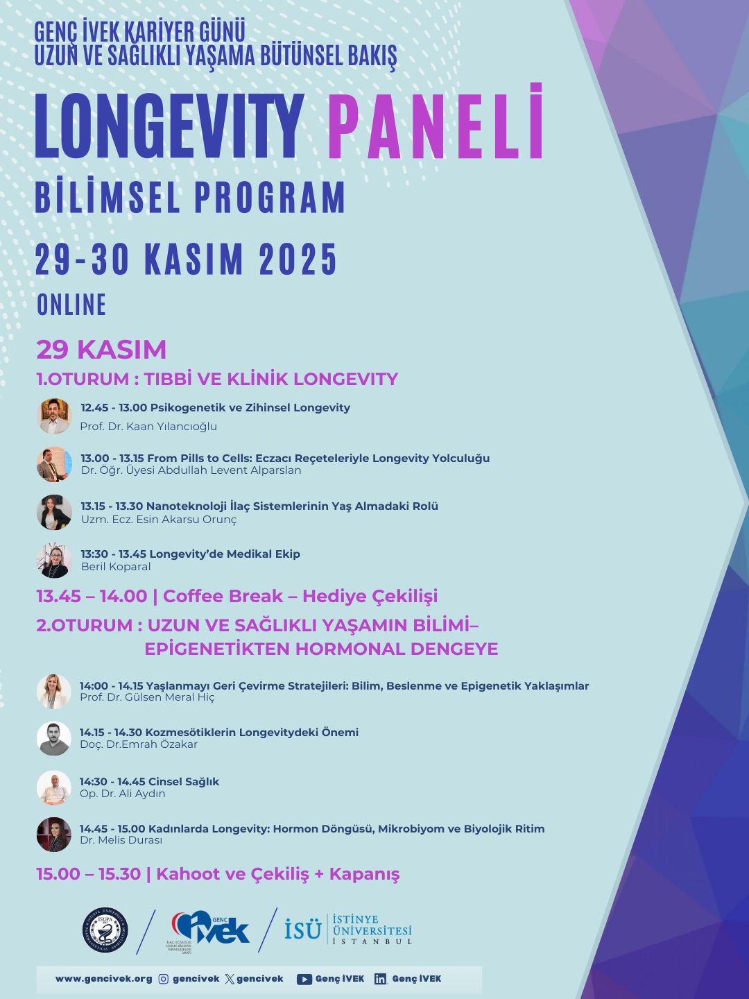  Genç İVEK Kariyer Günü, "LONGEVİTY PANELİ" ile 29-30 Kasım'da online olarak gerçekleşiyor! 